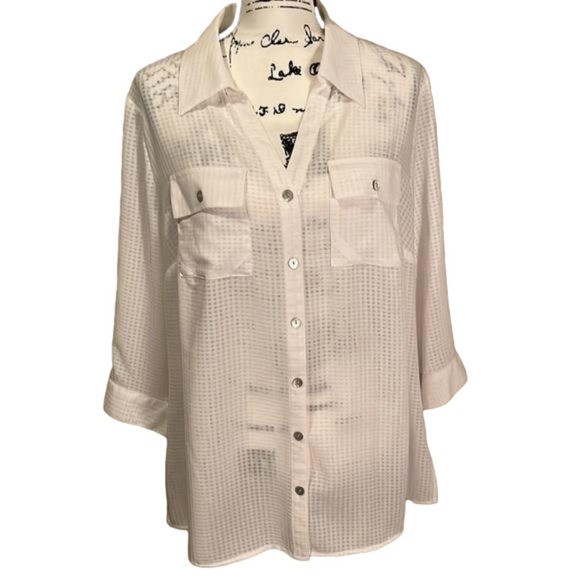 Notations Tops - Notations checked button down blouse Size 1X